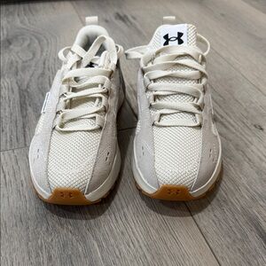 Under Armour Cream and Brown Athletic Shoes